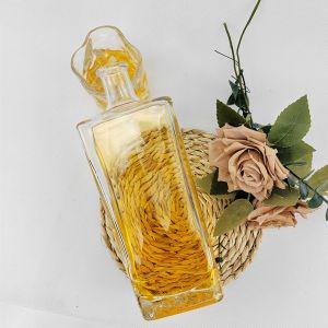 Clear Cuboid Crystal Agave Glass Bottle with Cork Cap 500ML 750ML 1000ML Hot