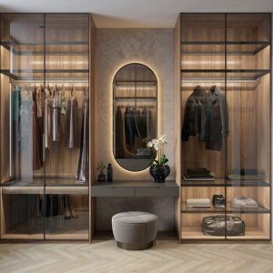 Adjustable Glass Mirror Dressing Wardrobe for Modern Bedroom Organization