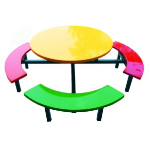 Fiberglass Removable Round Dining Table Set With Eight Seats