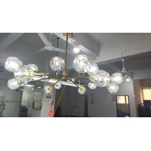 Glittering Crystal Ball Cluster Chandelier - Brass Crystal Chandelier for Indoor