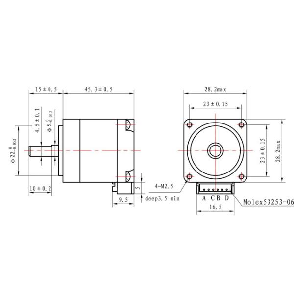 High Accuracy 1.8 Degree 28*28*45mm Nema 11 Hybrid Stepper Motor 1.5A for ATM Machine