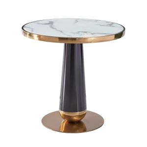 Round Negotiation Table With Marble Top And Stainless Steel Frame