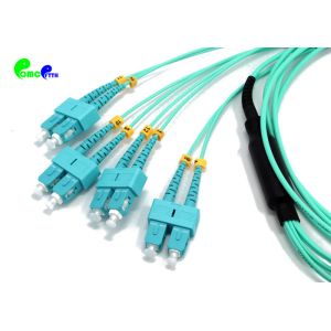 MTP Trunk Cable OM3 MTP Female to 4 SC UPC Duplex 8 Fibers 50 / 125 harness