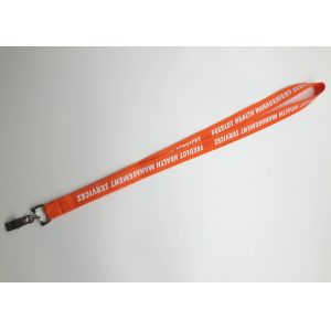 Durable Bright orange color custom silk screen polyester lanyard with bulldog.
