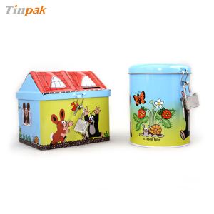 custom metal saving bank tin cans