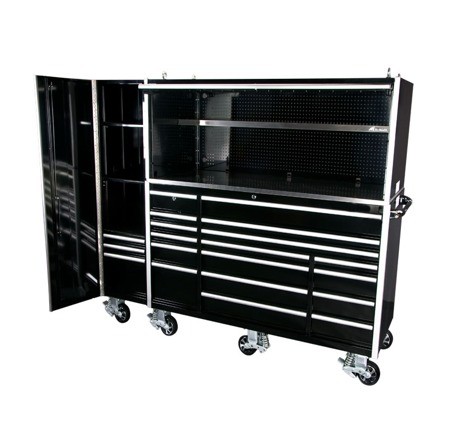 Stainless Steel Garage Tool Cabinet with Drawers and Heavy Duty Wheels Lock KEY