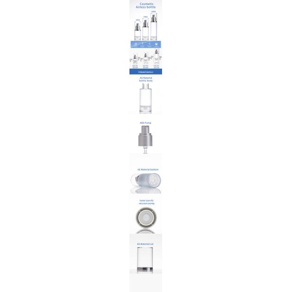 Round Transparent Vacuum Pump Bottle Cosmetic 30ml 50ml 90ml