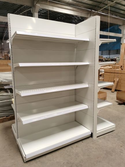 White Gondola Supermarket Shelf Rack 80-120kg Weight Capacity