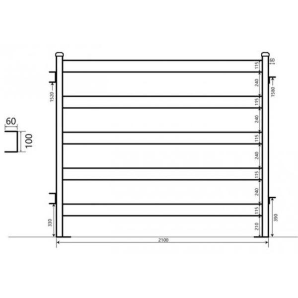 Australia Standard Oval Tube 2100 X1800 Galvanized Cattle / Horse Yard Farm Gate Fence