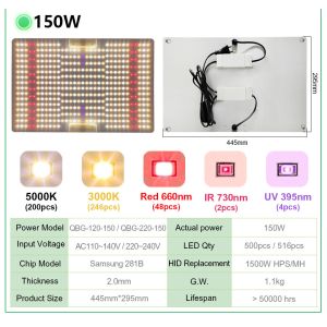 Full Power 150W LED Grow Light Led Phyto Lamp For Greenhouse Plants