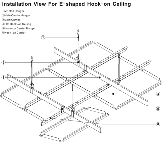 Modern E shaped Hook Perforated Metal Ceiling Decorative Acoustic Ceiling Tiles 300mm x 1200mm