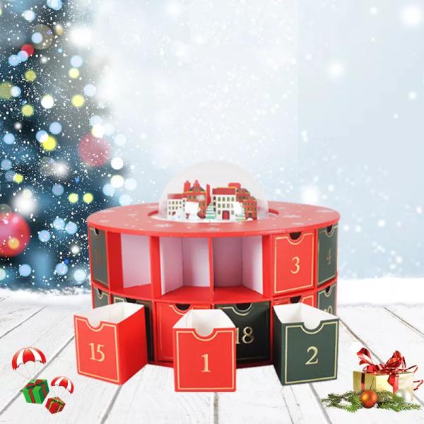 Christmas Round Chocolate Paper Gift Box 157 Gsm With Dividers Matt Lamination