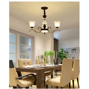 Black wrought iron chandeliers sale with Glass Lampshade (WH-CI-101)