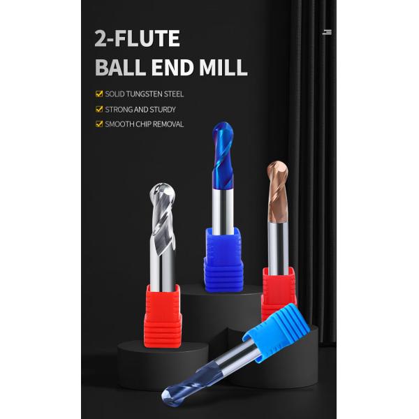 Tungsten Steel HRC60 High Mcd Ball End Mill Double Spiral Groove DLC Coating Ball Head Metal Milling Cutter for CNC Machines
