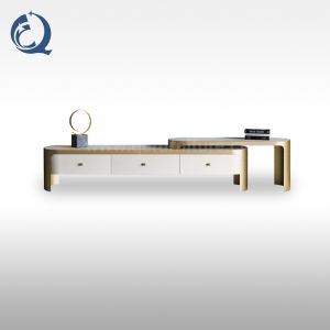 Popular style Marble Top Metal Frame TV Stand 83kg Polished Grey Color