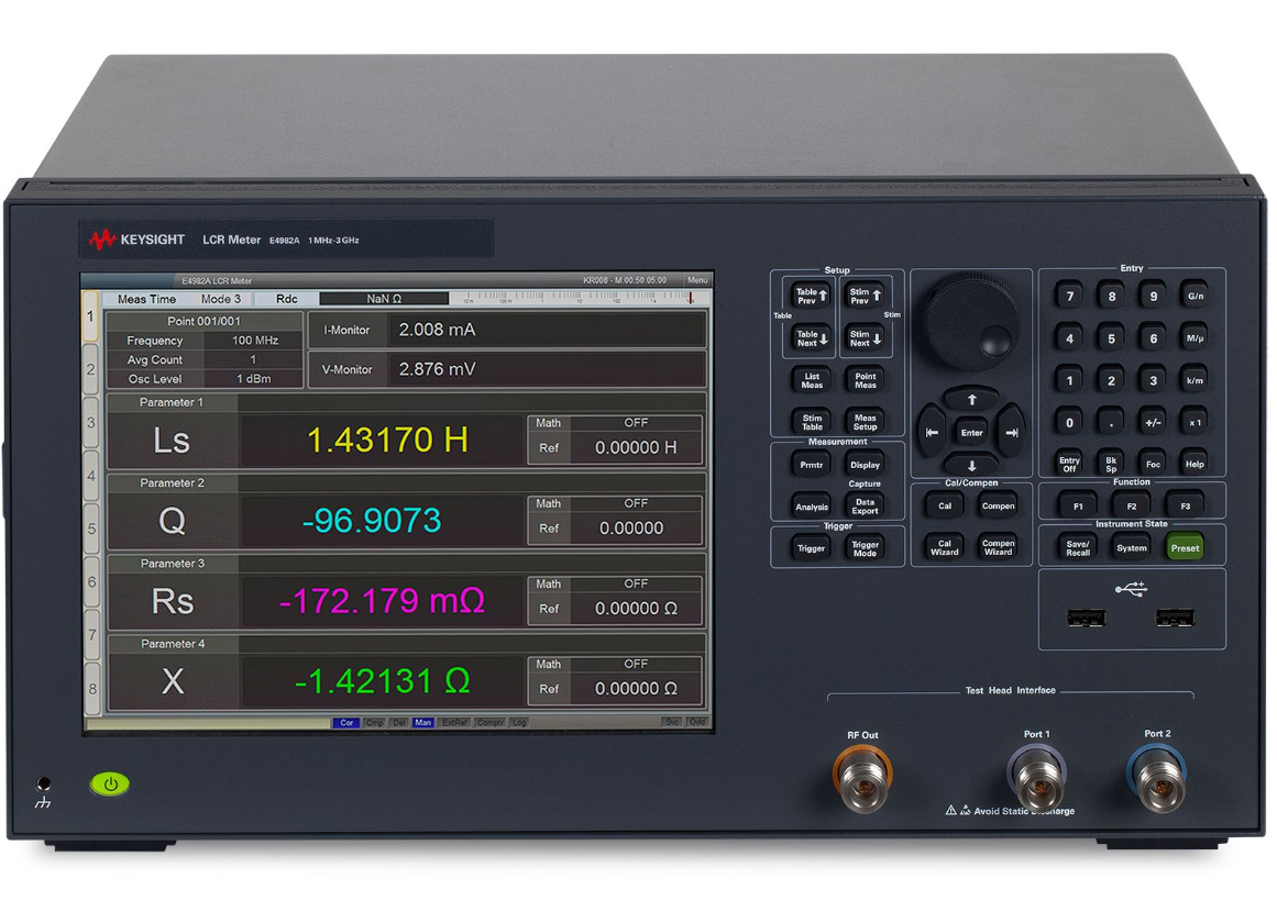 Keysight Agilent E4982A LCR Meter 1 MHz to 3 GHz with 0.8% Basic Accuracy and 3.5 mm Test Head Connector
