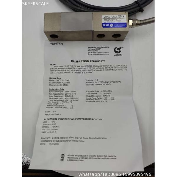Quality Zemic H8C-C3-1T Single Point Shear Beam Load Cell 1000KG Force Sensor For Scales for sale