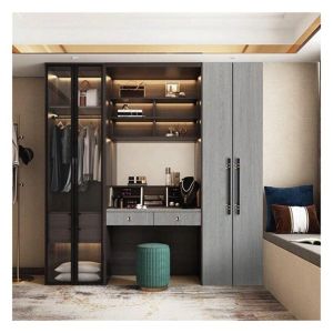 Custom Master Bedroom Wardrobe with Adjustable Open Lattice Design and