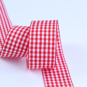 2.5cm Polyester Plaid Ribbon for Gift Packing and Chocolate Box Ribbon Bow