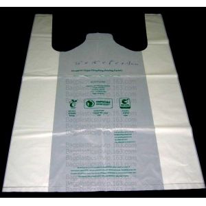 China Starch Biodegradable T Shirt Bags Made Of PLA PBAT, 100% Biodegradable & Compostable,T-Shirt Shopping Bags, DOLLAR STORE on sale