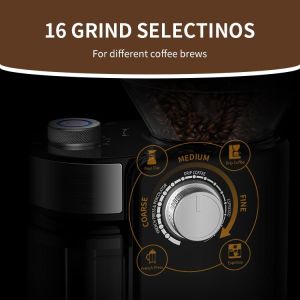 12 Cups 16 Adjustable Espresso Coffee Machine 150W Espresso Bean Grinder