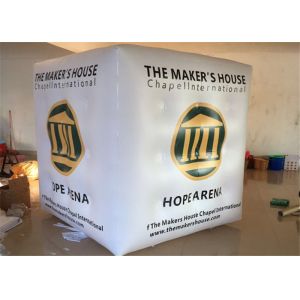 Fireproof White Cube Inflatable Helium Balloons PVC Material Full Digital