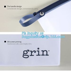 Standup Cosmetic PVC Bag With Slider, Promotional PVC Toiletry bag with zipper