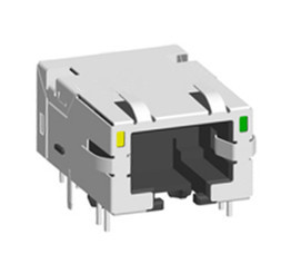 RJ45 Jack 10G with transformer with light and shield, TAB-DOWN L=23.8mm