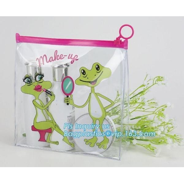 Quality plastic bag with zip lock for cosmetic, slide lock poly bag, standing up zip customized color pvc bag for cosmetics for sale