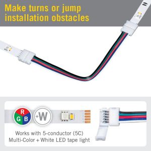 Quick Connect Led Strip Connector Rgb Dual Head Solder Free 17cm