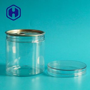 Wholesale Transparent Airtight Plastic Cans Peanuts Wide Mouth Pet Round Ring Pull Eoe With Screw Cap from china suppliers