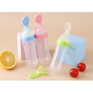 Silicone Squeeze Bottle Spoon Toddler Baby Food Dispensing Spoon Rice Paste