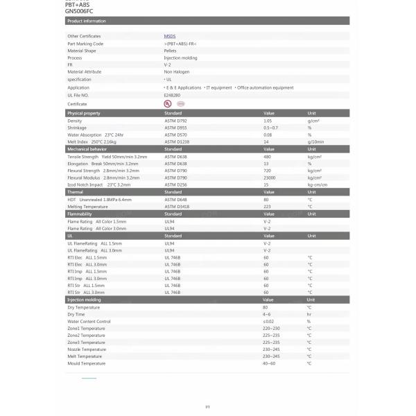 High Rigidity Other Plastic Raw Materials Electronic Shell PBT Plastic Material
