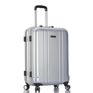 China Elevate Your Travel Experience Silver PC Luxury Trolley Hard Case Luggage with TSA Lock and Front Open Design on sale