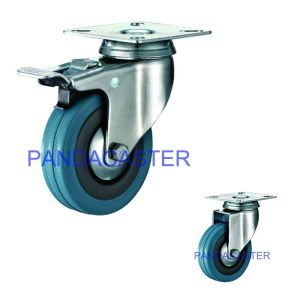 Gray Rubber Light Duty Gray 75mm 3 Inch Swivel Casters With Brake