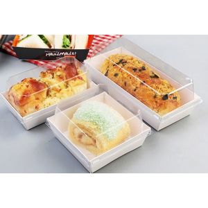 Baking Foods Paper Takeaway Containers With Plastic Lids Customized Logo