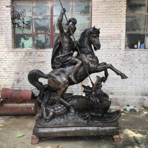 Wholesale St. George Slaying The Dragon Statue Bronze Metal Craft Life Size Religious Custom from china suppliers
