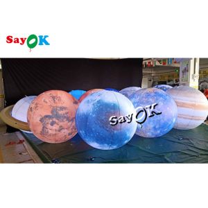 Led Lighting Huge Hanging Inflatable Eight Planets 0.25mm PVC Material
