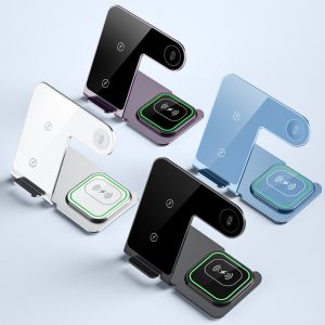 Aluminum Alloy 3 In 1 Wireless Charging Stand 15W Power Over Temperature