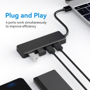 Laptop Usb A Hub Type C Compatibility Black Gray Hub 5Gbps Data Transfer Long
