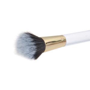 Popular White Handle Makeup Buffer Brush With Aluminium Ferrule