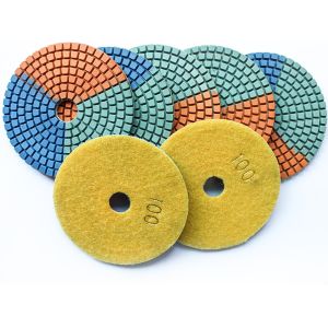 Round Shape Diamond Resin Polishing Pads Wear Resistance Three Color In One