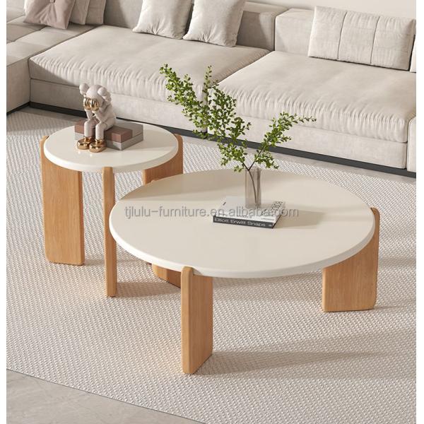 OEM Service Accepted Customize Modern Solid Wood Table Round Sets End Coffee Table Living Room Furniture Wooden Side Table