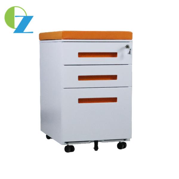 Quality 3 Drawer Slideway Mobile File Cabinet Rotating Assembled With Cushion for sale