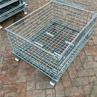Customized Industrial Wire Mesh Containers Stackable Galvanized Steel Foldable