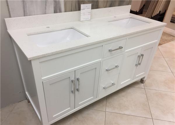 Quality 61" Quartz Bathroom Vanity Countertops Double Sink , Quartz Slab Countertops for sale
