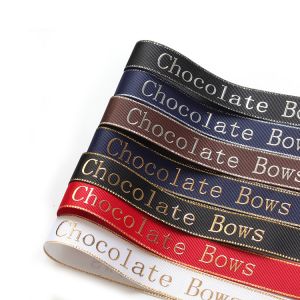 Gold Edges Brown Wire Sublimation Grosgrain Roll Print Ribbon