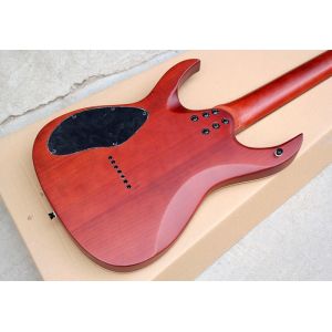 Custom Brown 7-String Alder Electric Guitar with Burl Veneer,24 Frets,2 Open