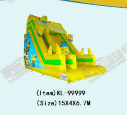 Children Fun Park Yellow Inflatable Minions Slide For Rentals