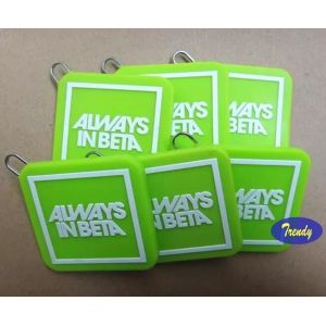 Personalized Green Color Square Shape Silicone Zipper Head Charms With Cloth